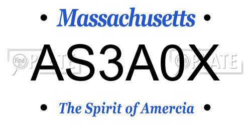 AS3A0X Massachusetts License Plate
