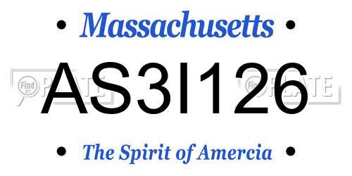 AS3I126 Massachusetts License Plate
