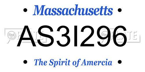 AS3I296 Massachusetts License Plate