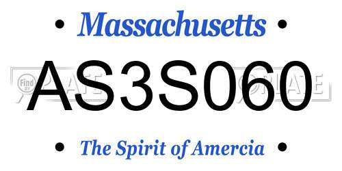 AS3S060 Massachusetts License Plate