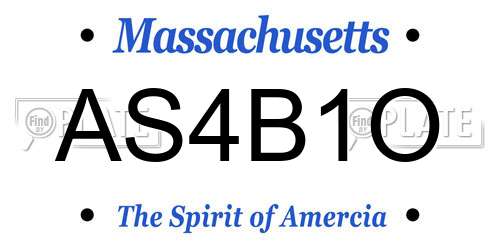 AS4B1O Massachusetts License Plate