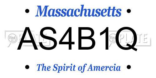 AS4B1Q Massachusetts License Plate