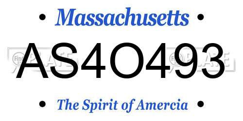 AS4O493 Massachusetts License Plate