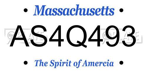 AS4Q493 Massachusetts License Plate