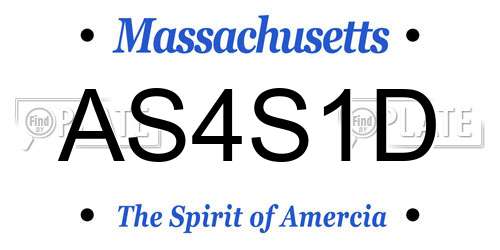AS4S1D Massachusetts License Plate