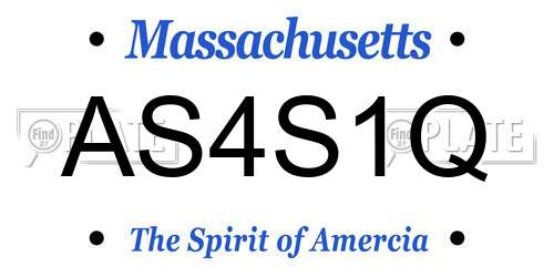AS4S1Q Massachusetts License Plate