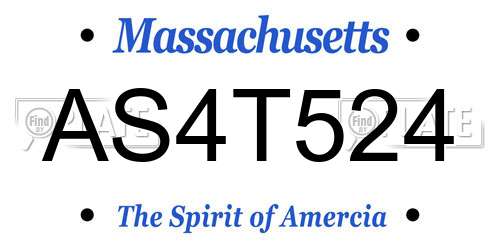 AS4T524 Massachusetts License Plate