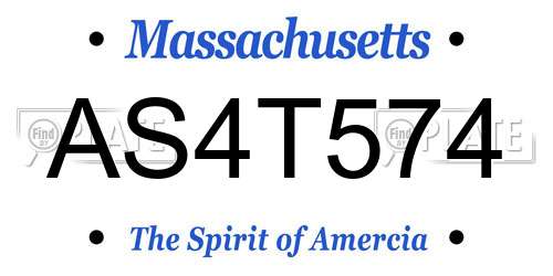 AS4T574 Massachusetts License Plate