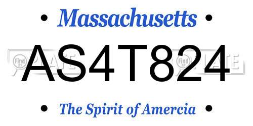 AS4T824 Massachusetts License Plate