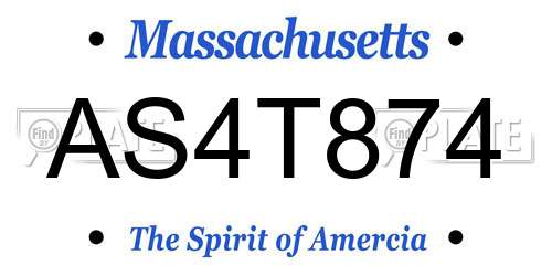 AS4T874 Massachusetts License Plate