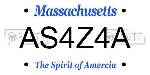 AS4Z4A Massachusetts License Plate