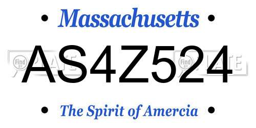 AS4Z524 Massachusetts License Plate
