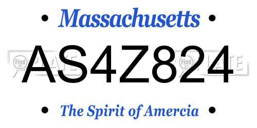 AS4Z824 Massachusetts License Plate