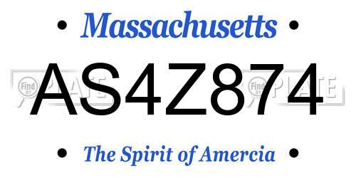 AS4Z874 Massachusetts License Plate