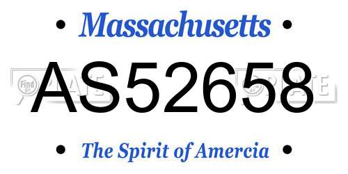 AS52658 Massachusetts License Plate
