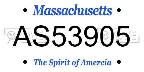 AS53905 Massachusetts License Plate