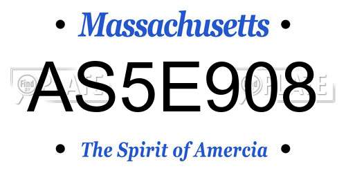 AS5E908 Massachusetts License Plate