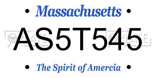 AS5T545 Massachusetts License Plate