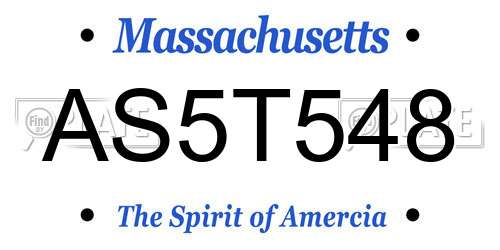 AS5T548 Massachusetts License Plate