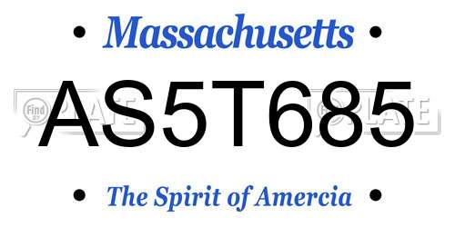 AS5T685 Massachusetts License Plate
