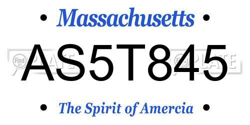 AS5T845 Massachusetts License Plate