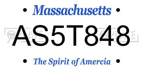 AS5T848 Massachusetts License Plate