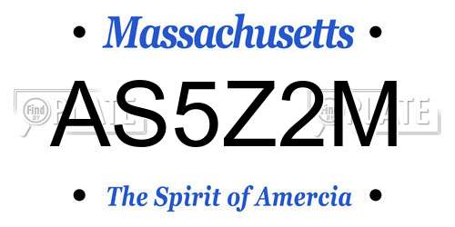 AS5Z2M Massachusetts License Plate