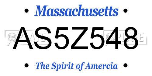 AS5Z548 Massachusetts License Plate