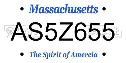AS5Z655 Massachusetts License Plate