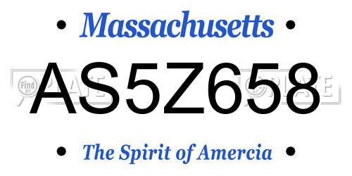 AS5Z658 Massachusetts License Plate