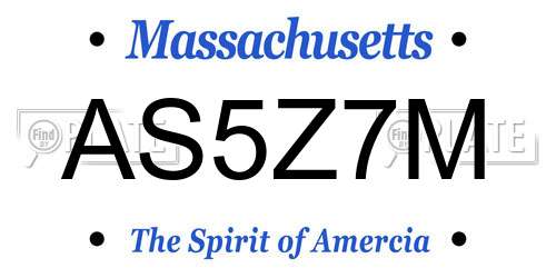 AS5Z7M Massachusetts License Plate