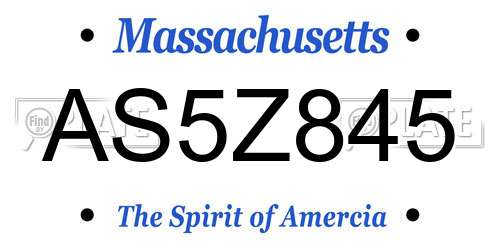 AS5Z845 Massachusetts License Plate