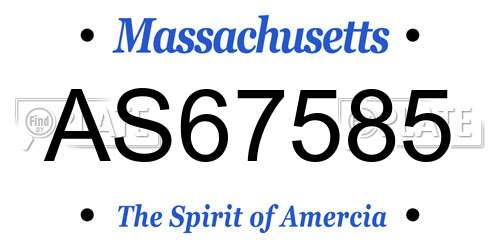 AS67585 Massachusetts License Plate