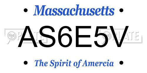 AS6E5V Massachusetts License Plate