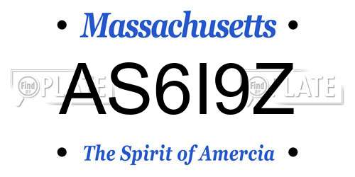 AS6I9Z Massachusetts License Plate