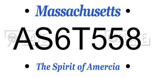 AS6T558 Massachusetts License Plate