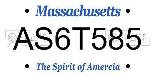 AS6T585 Massachusetts License Plate
