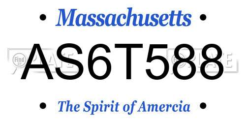 AS6T588 Massachusetts License Plate