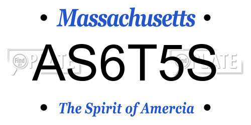 AS6T5S Massachusetts License Plate