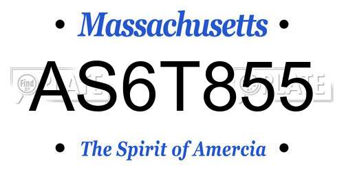 AS6T855 Massachusetts License Plate