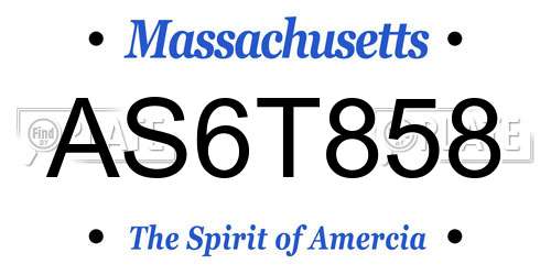 AS6T858 Massachusetts License Plate