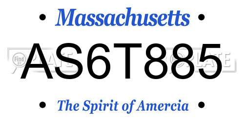 AS6T885 Massachusetts License Plate