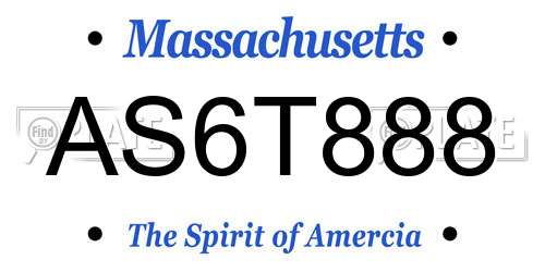 AS6T888 Massachusetts License Plate