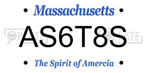 AS6T8S Massachusetts License Plate