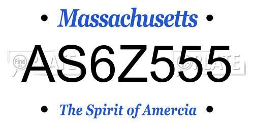 AS6Z555 Massachusetts License Plate