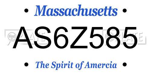 AS6Z585 Massachusetts License Plate