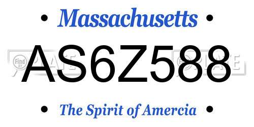 AS6Z588 Massachusetts License Plate