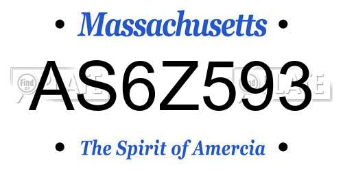AS6Z593 Massachusetts License Plate