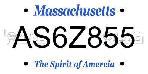AS6Z855 Massachusetts License Plate
