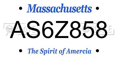AS6Z858 Massachusetts License Plate
